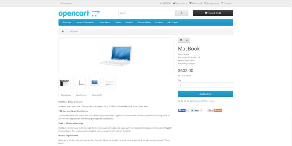 product detail page