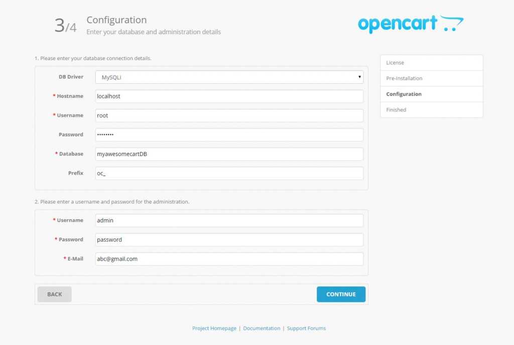 database and administration setup 