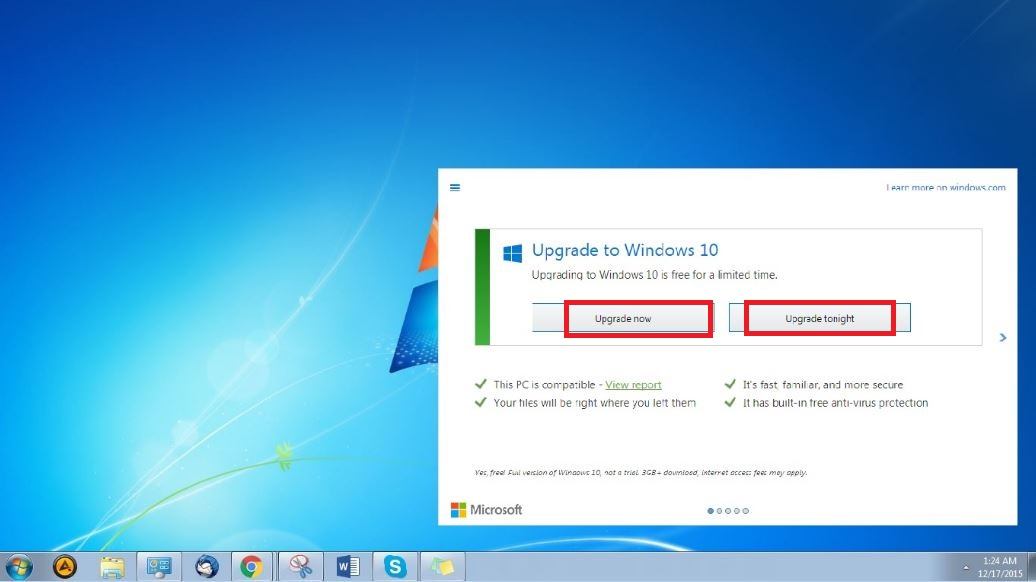 Install Windows 10 Free Upgrade Now