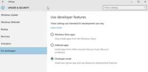 bash on ubuntu on windows 10 developer mode