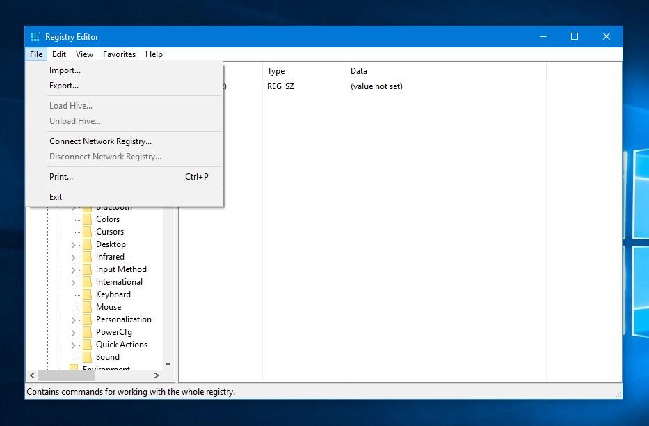 windows registry import restore