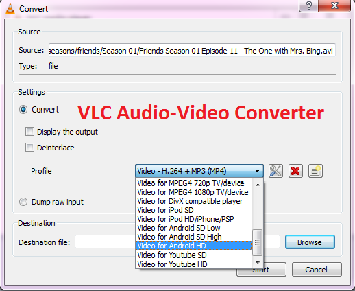 how to convert file format from vlc player to media player