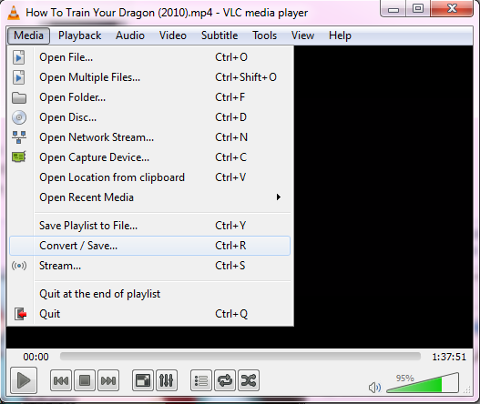 how to convert file format in vlc