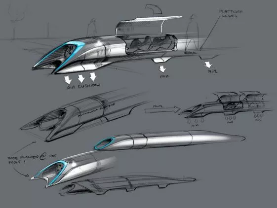Musk's hyperloop conceptual design sketch