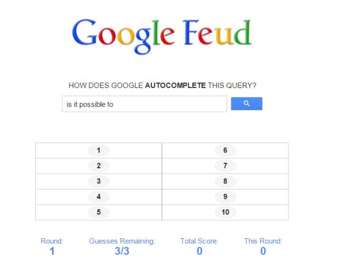 Google Fued Game