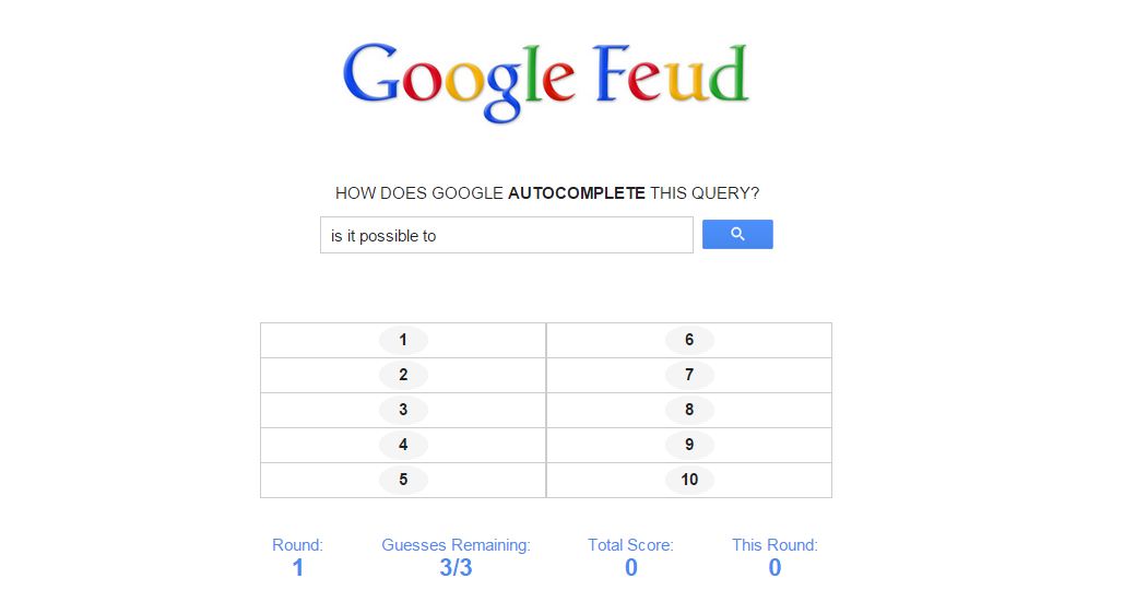 Google Auto-Complete Turned Into a Game: Google Feud