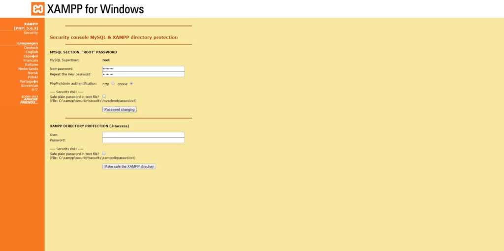 mysql password setting