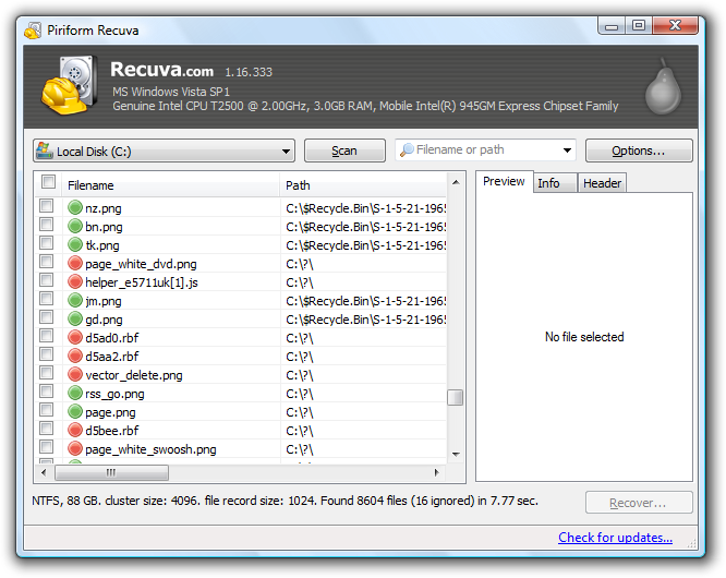 recuva restore