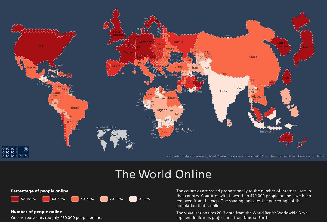 Worl map of Internet Users