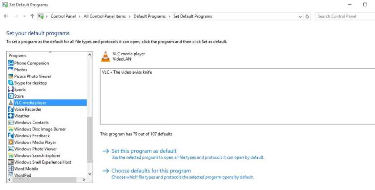 how to change default program in windows 10