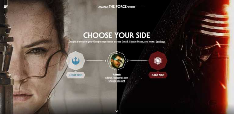Google Wants You To Choose A Side Of The Force And Become A Sith Or A Jedi