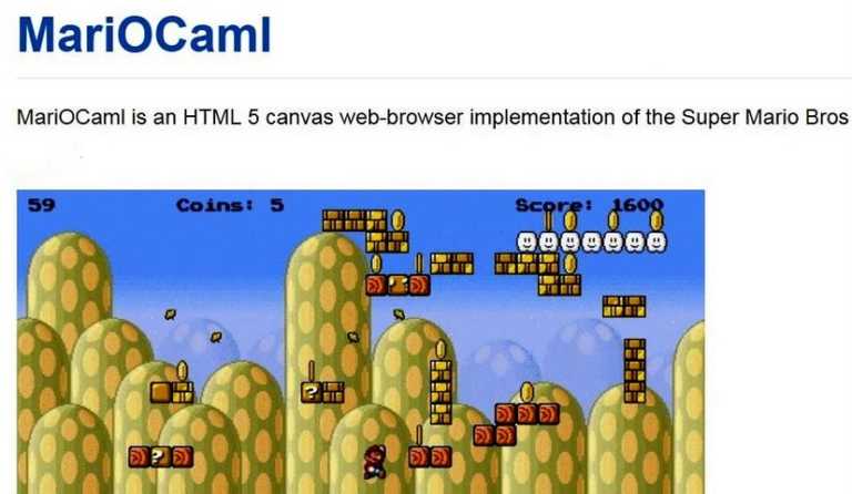 Coder Creates “HTML5 Mario” Written in OCaml – Play It Right Now In Your Browser