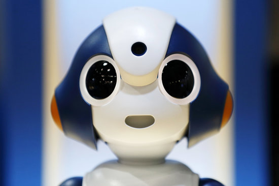 The Sota social talker robot, developed by Japan Science and Technology Agency, Osaka University and Vstone Co., stands on display at the International Robot Exhibition 2015 in Tokyo, Japan, on Wednesday, Dec. 2, 2015. The expo runs through Dec. 5 under the motto"making a future with robots." Photographer: Tomohiro Ohsumi/Bloomberg via Getty Images