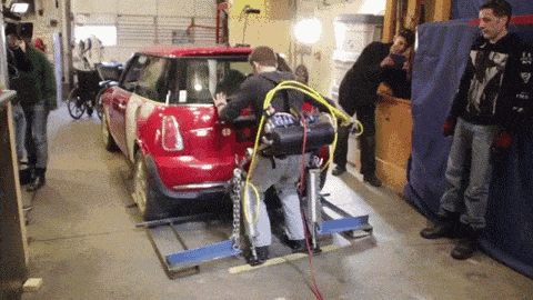 exoskeleton mini cooper lifting car 1