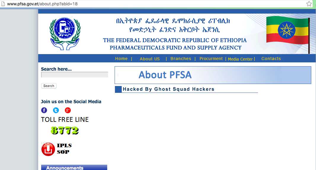 ghost squad hackers haked ethiopian website 1