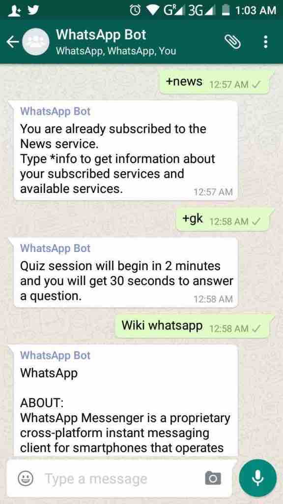 Como usar o WhatsApp como mecanismo de pesquisa e Wikipedia ativando o WhatsApp Bot