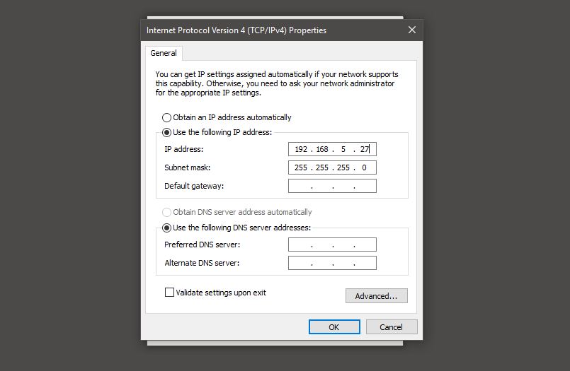 how to change ethernet ip address