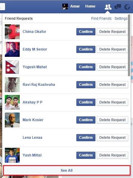 Friend requests see all facebook
