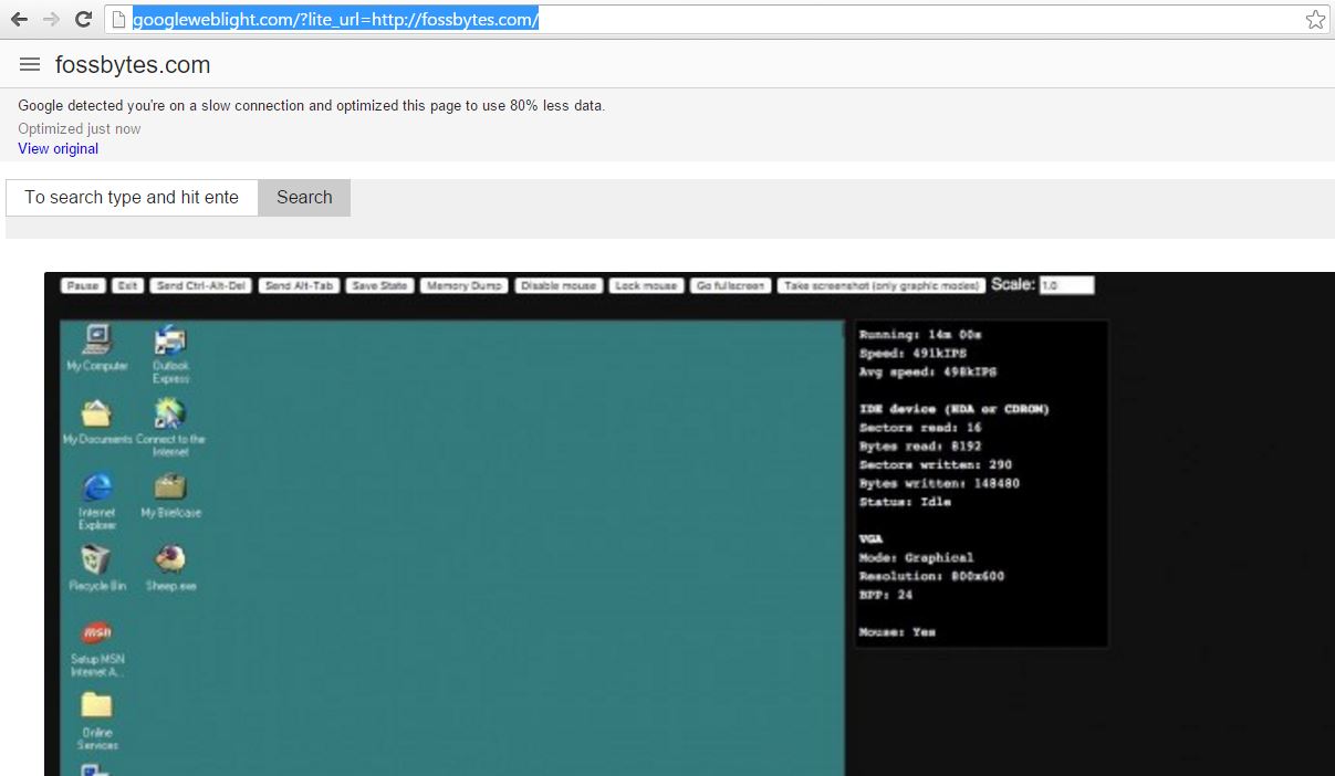 Google weblight rendering mobile version of FossBytes