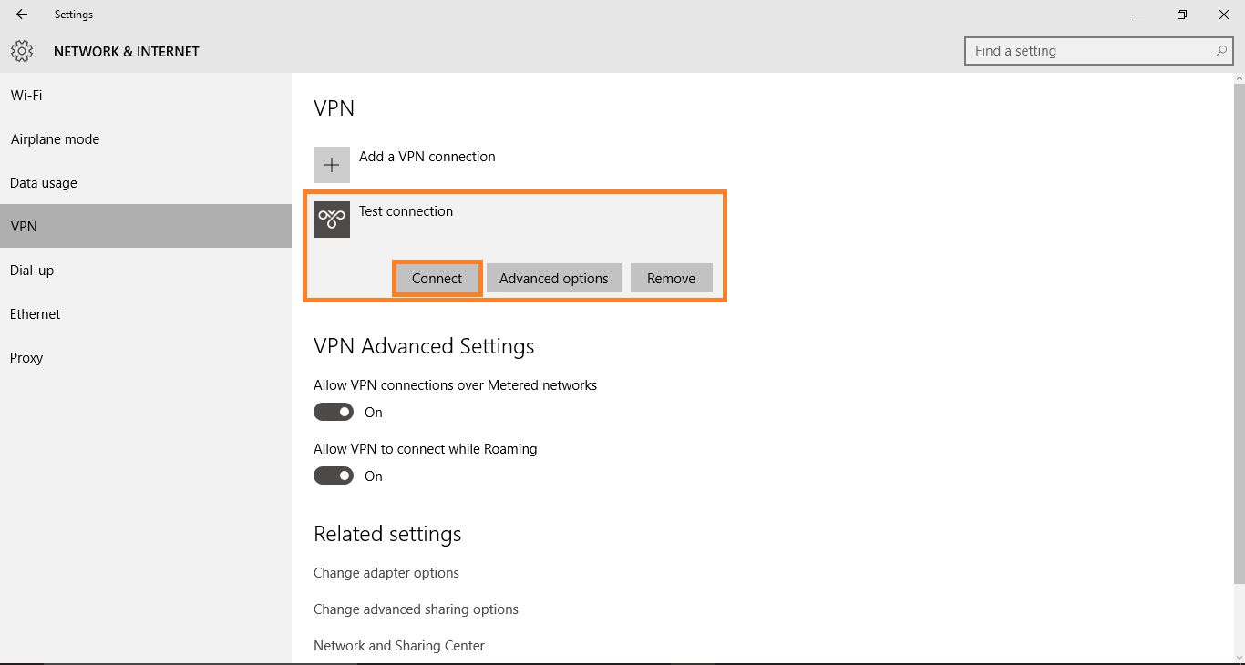 Set up a VPN in Windows 10