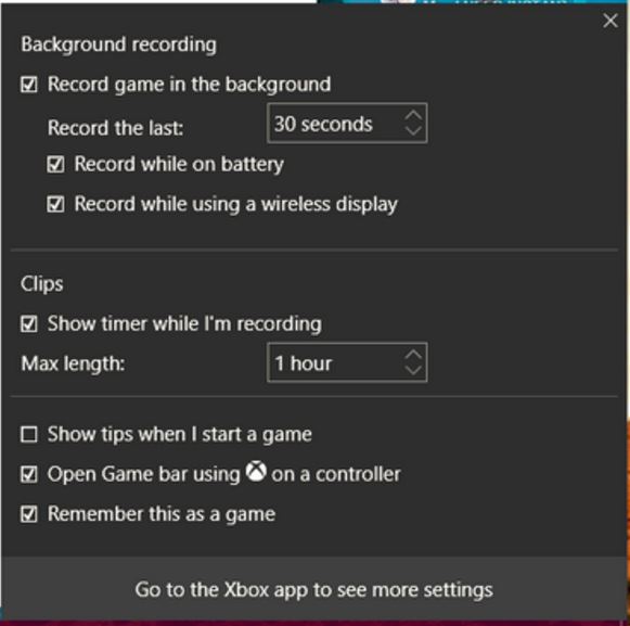 Xbox Settings Windows 10