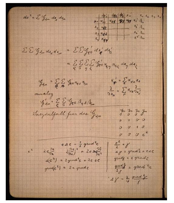 einstein notebook zurich notebook geeral relativity