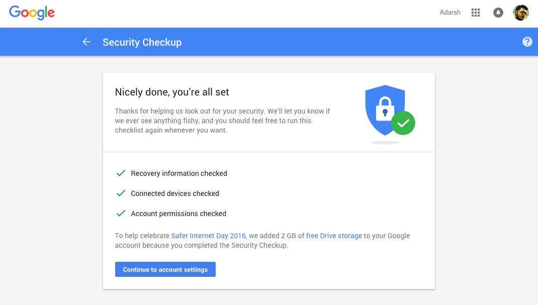 google security check uo google drive