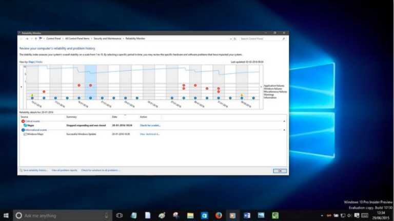 window 10 reliability monitor how to