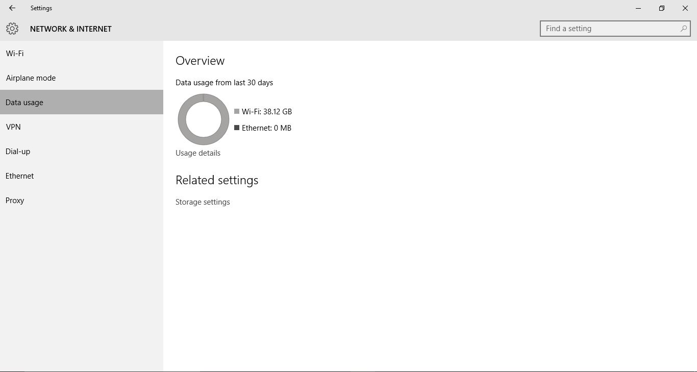 Data Usage under network and internet