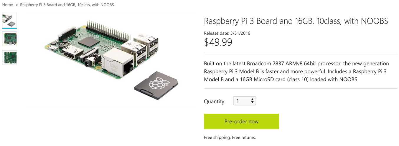 raspberry pi with noobs raspbian on microsoft store linux