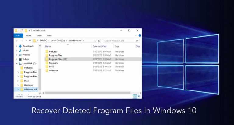 recover deleted program files windows 10