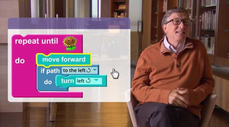 bill gates explains if statement hour of code zombie