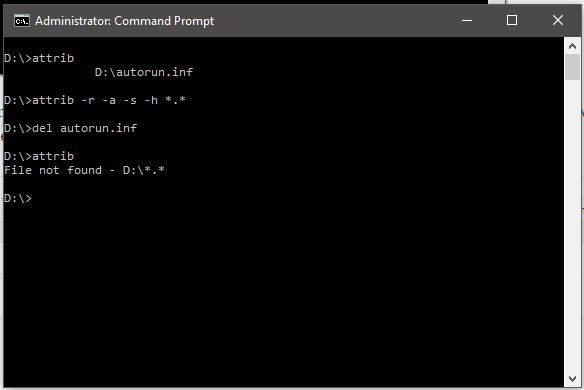 attrib command for usb