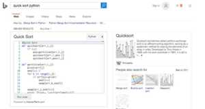 quick sort python in bing search