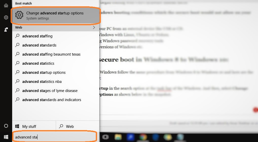 Option De Démarrage Avancé Dans Windows 10