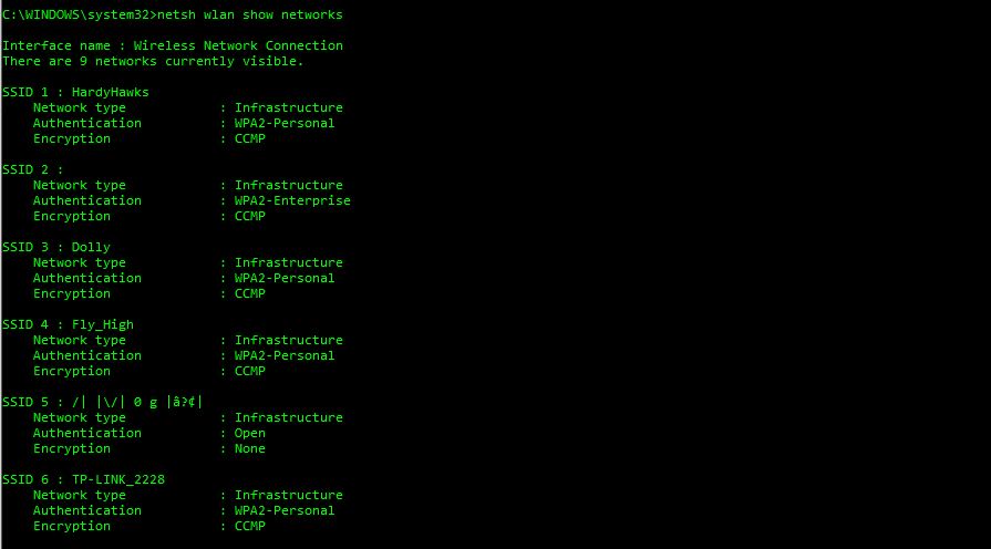 Get wifi ssid from cmd also see Types Of WLAN Authentication