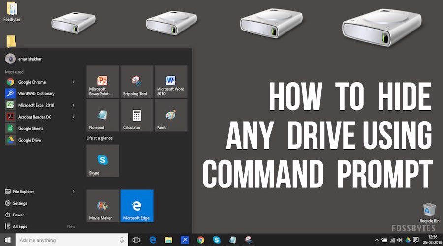 WIndows 10 hide any drive