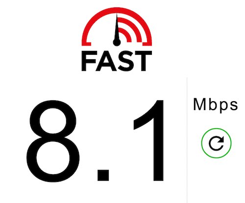 fast.com speed test result