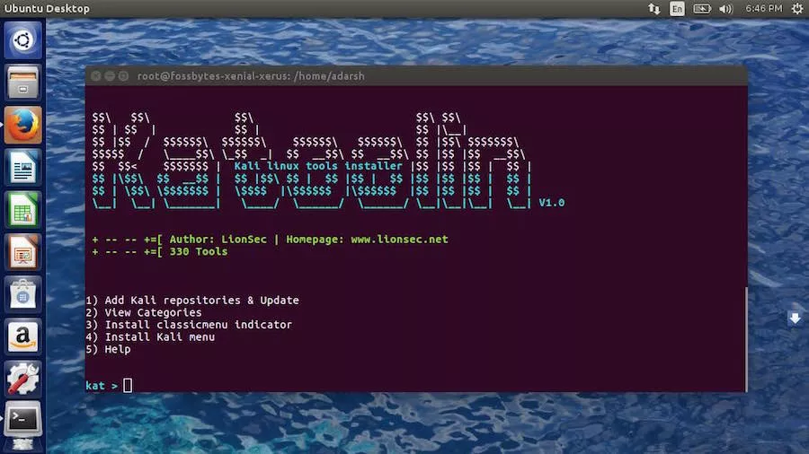 kali linux tools on ubuntu using katoolin