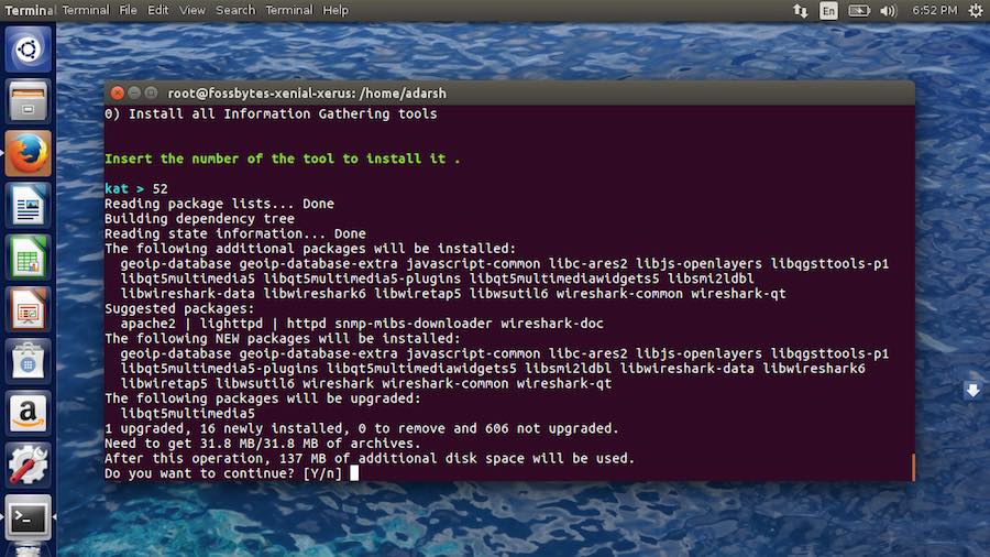 kali linux tools on ubuntu using katoolin 7