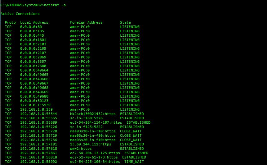 kill active connection netstat windows