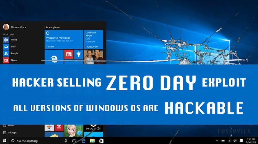 hacker selling windows zero day exploit