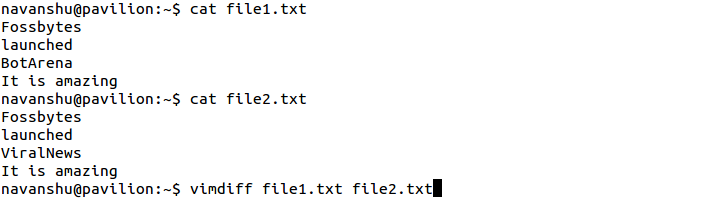 Comparing Files 5-vimdiff_command_output1