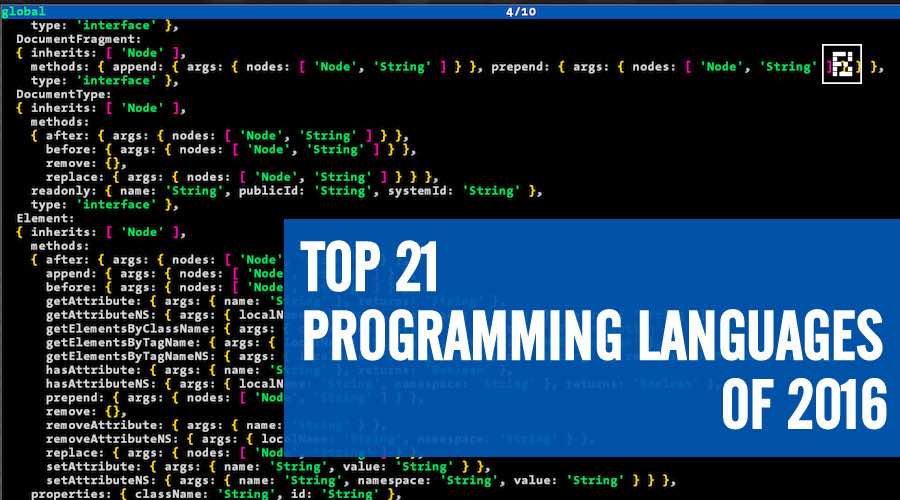TOP 21 PROGRAMMING LANGUAGES 2016 REDMONK