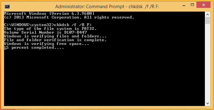 chkdsk progress