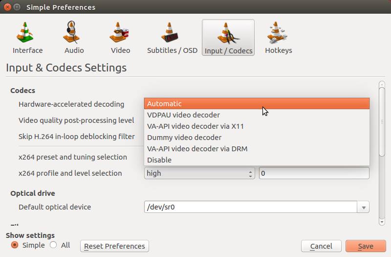 enable hardware acceleration in vlc linux 1