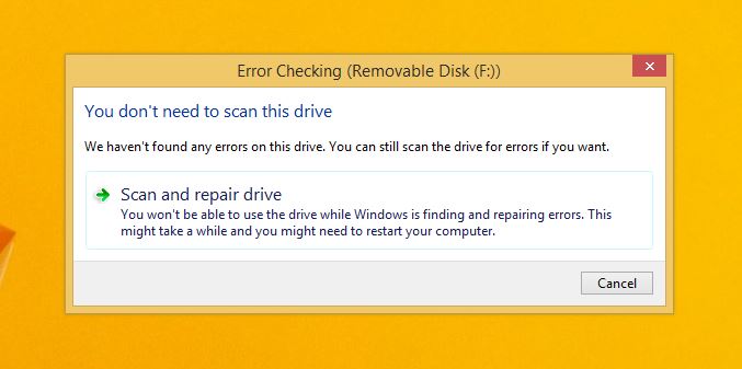 Remove error. Error checking. Do you want scan and Fix Removable Disk. Repairing Disk Errors перевод на русский.