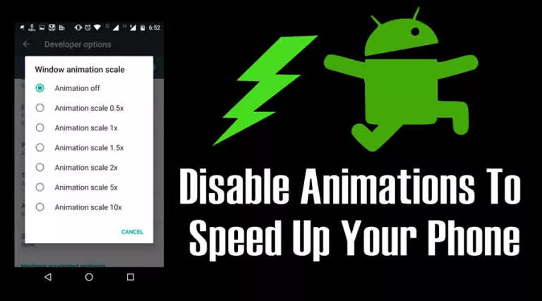disable animations speed up android