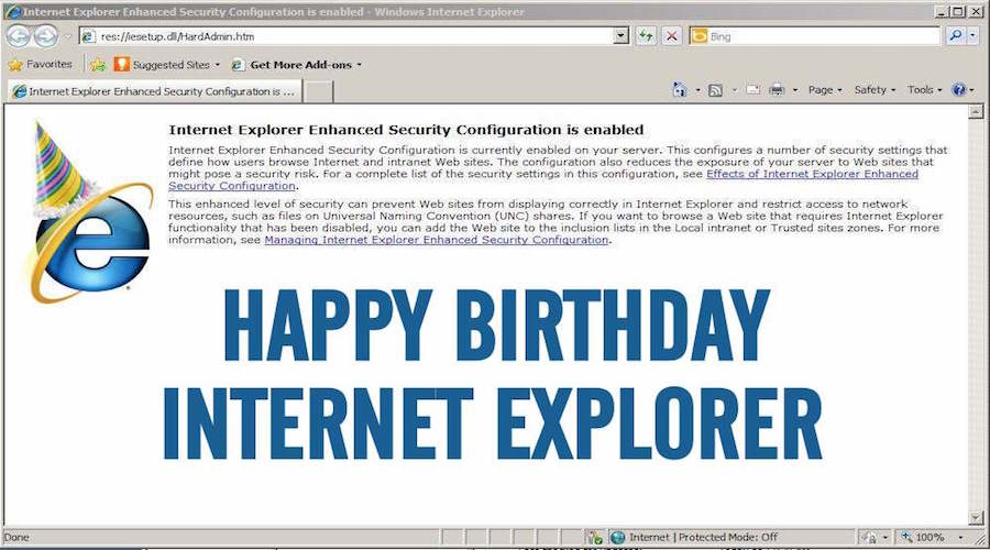 Microsoft's Internet Explorer Web Browser Turns 21 Years Old