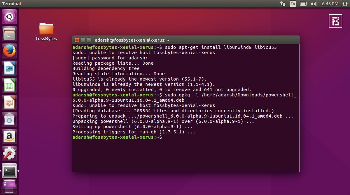 powershell in ubuntu 16.04